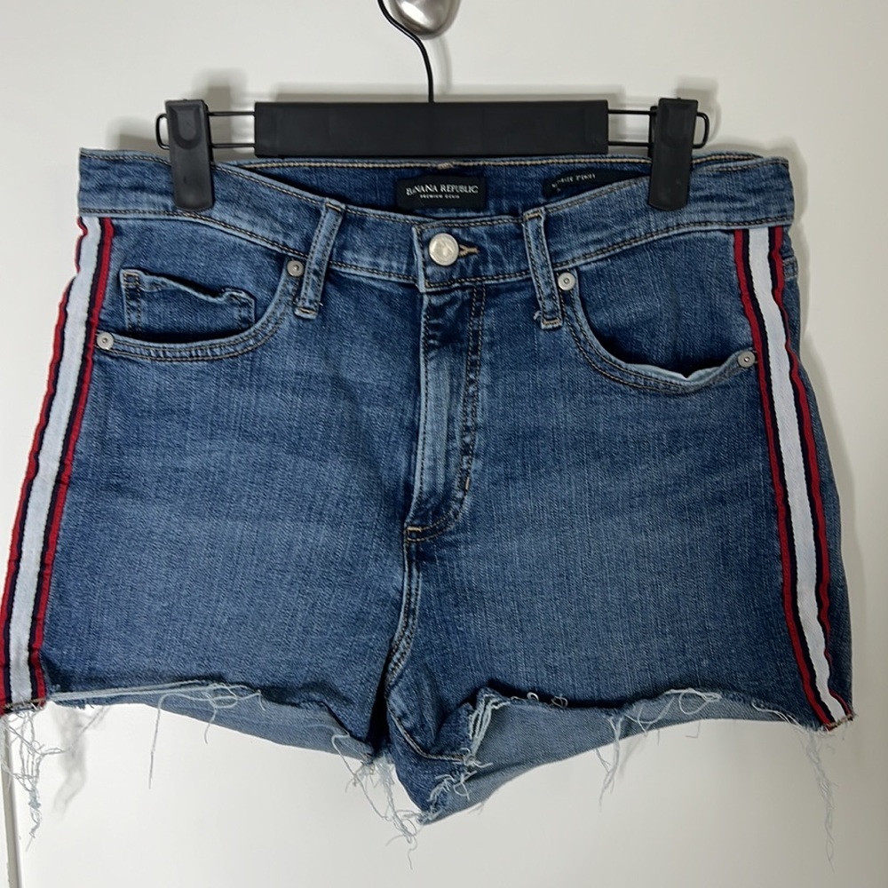 🕶️Side Stripe High-Rise 3” Cutoff Stretch Short Banana Republic premium denim